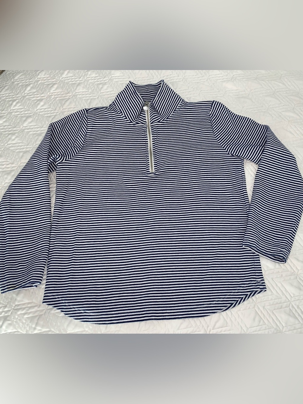 Women’s J. Crew Navy Blue & White Striped Half-Zip Pullover sz S